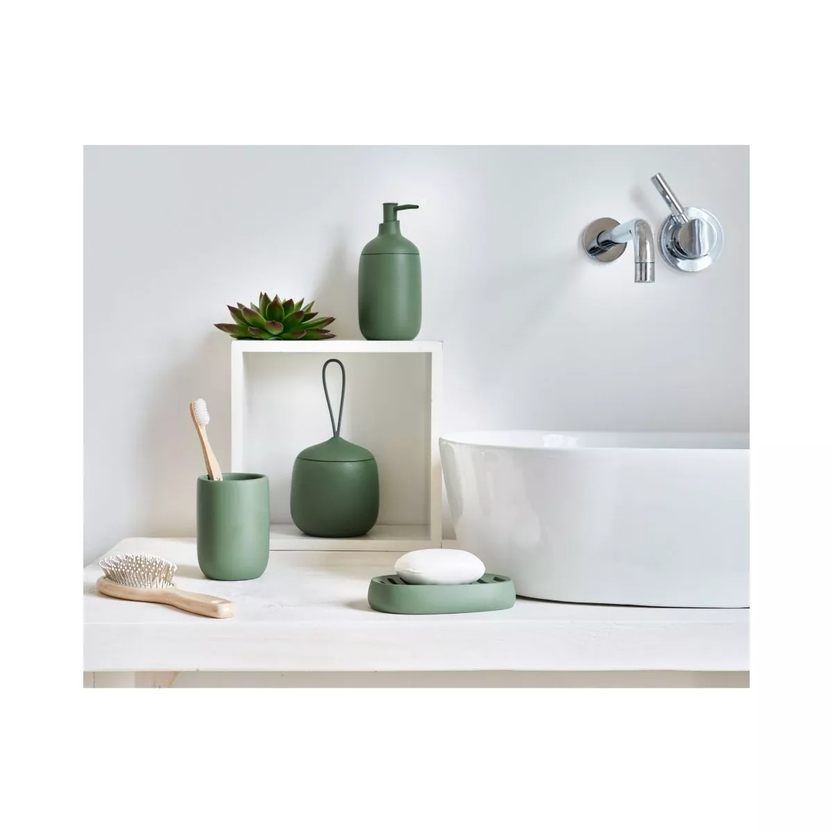 Savoniera verde, din polirasina, 13 cm, Soap Dish Modern Zeller 3