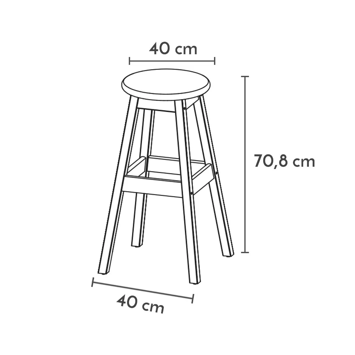 Scaun de bar maro din lemn Naturalle 40 x 40 x 70,8 cm Tramontina 3