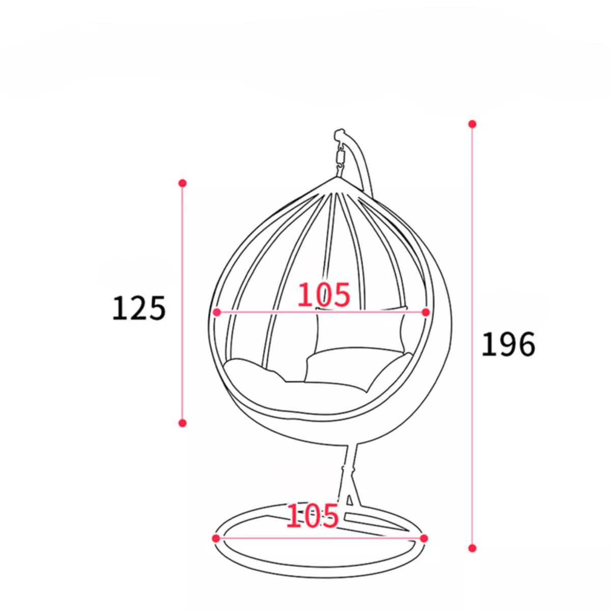 Scaun suspendat tip scoica din ratan, terasa/ balcon, perne maro, cadru otel maro, 105x105x196 cm 6