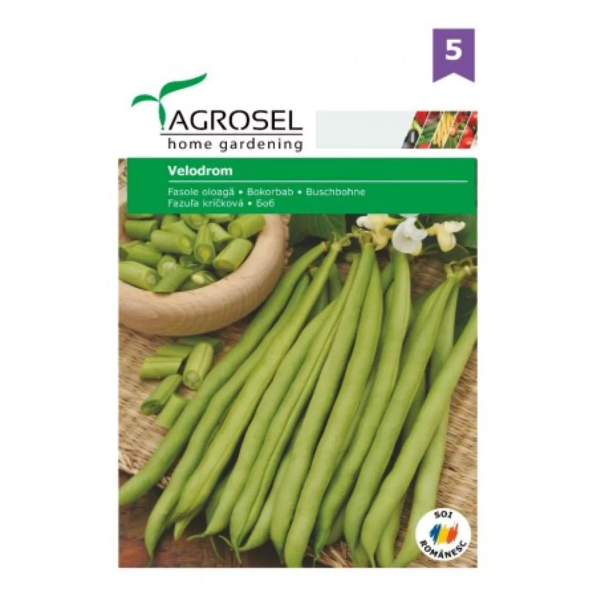 Seminte Fasole oloaga verde Velodrom (păstaie verde) Agrosel 250 g 1