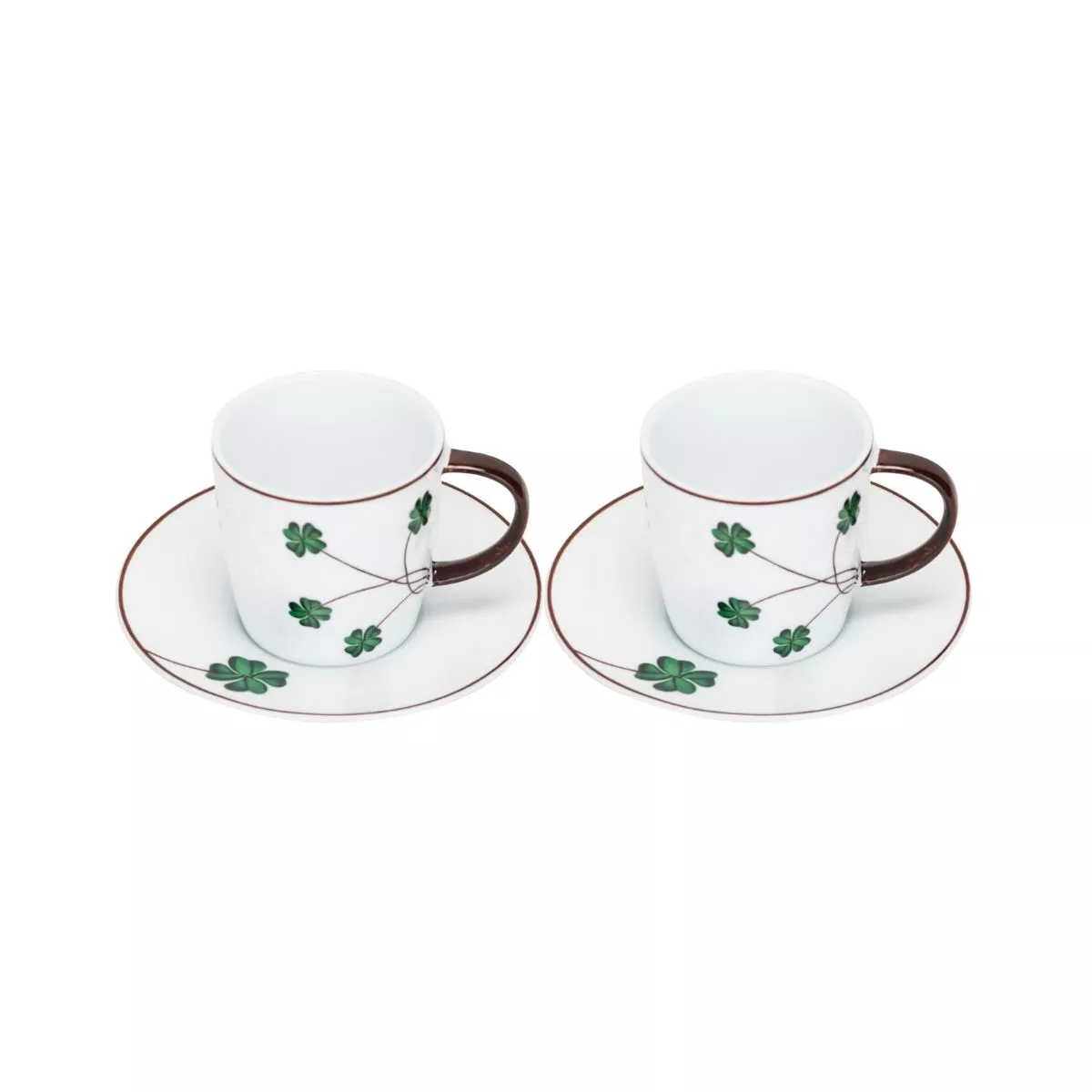 Set 2 cesti cu farfurioara din portelan, 11cl, Cloverleaf Cosy&Trendy 1