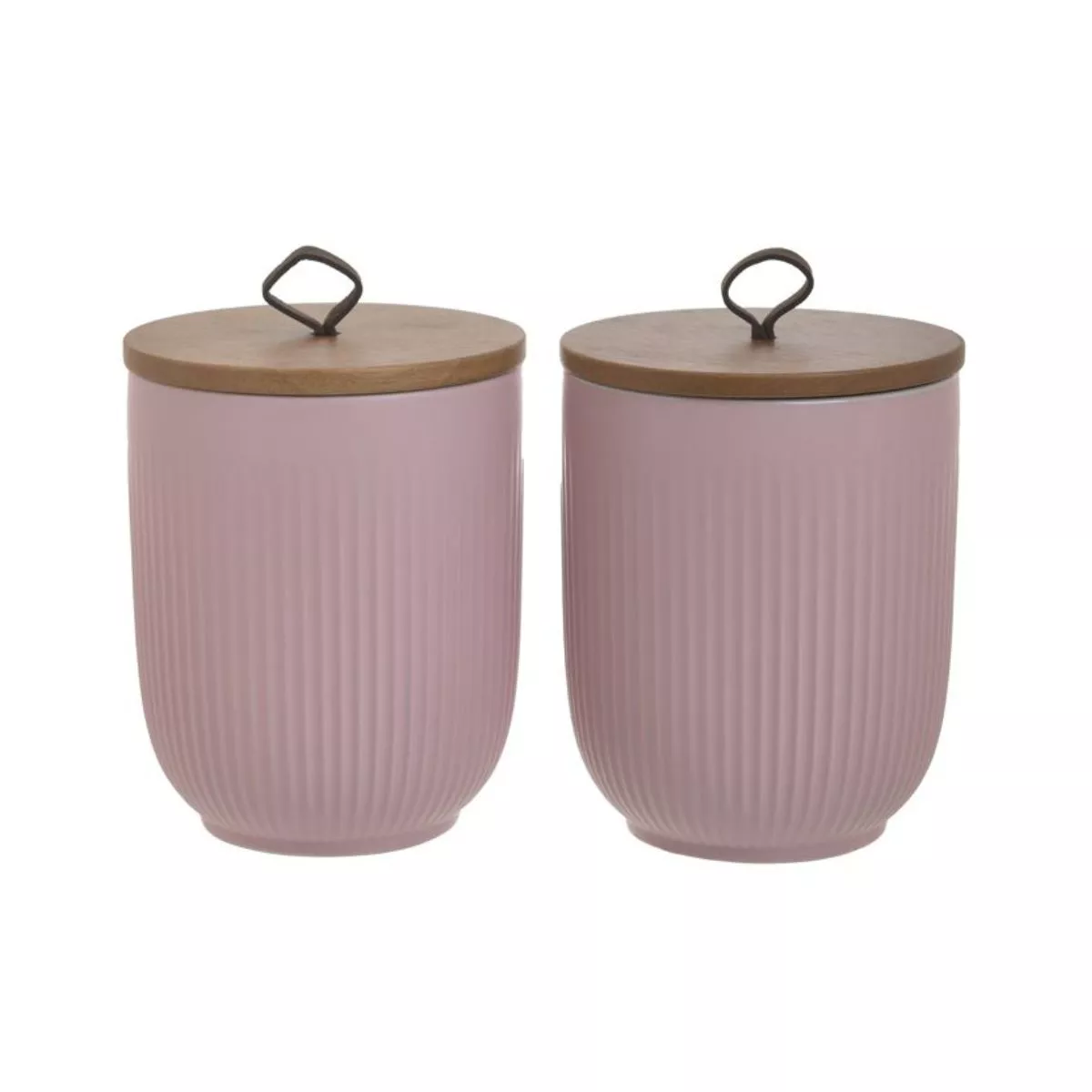 Set 2 recipiente cu capac  roz pentru cafea / zahar din portelan Inart 1