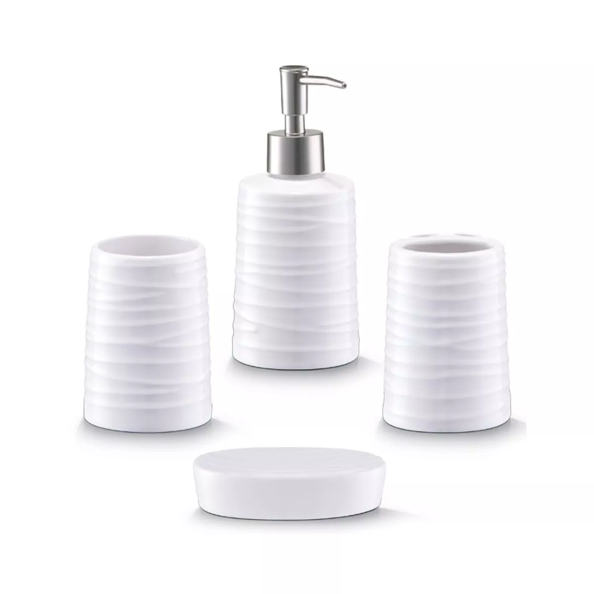 Set accesorii de baie, alb, din ceramica, Conic Zeller 1