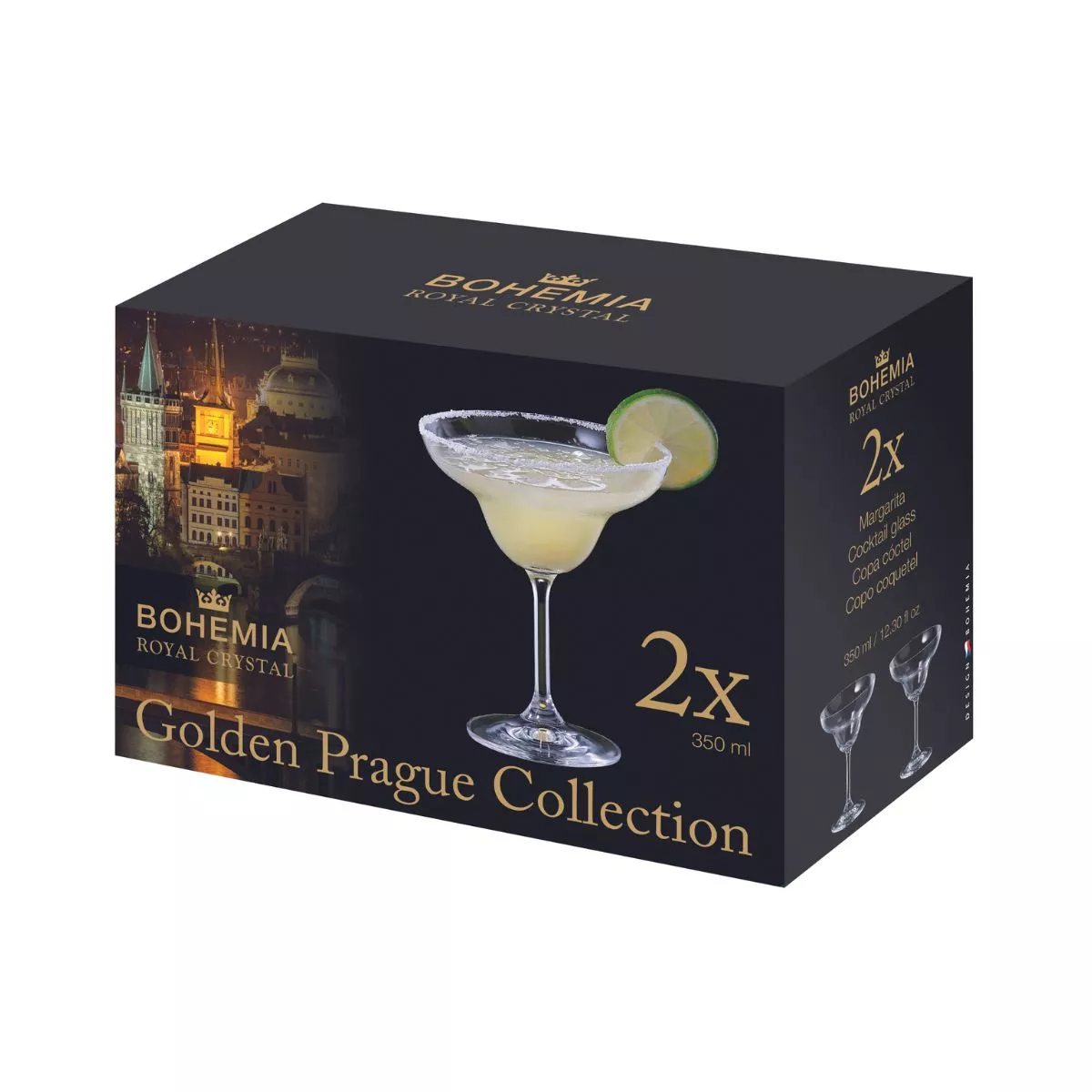 Set de 2 pahare pentru margarita, transparent, din cristal de Bohemia, 350 ml, 2For2 2