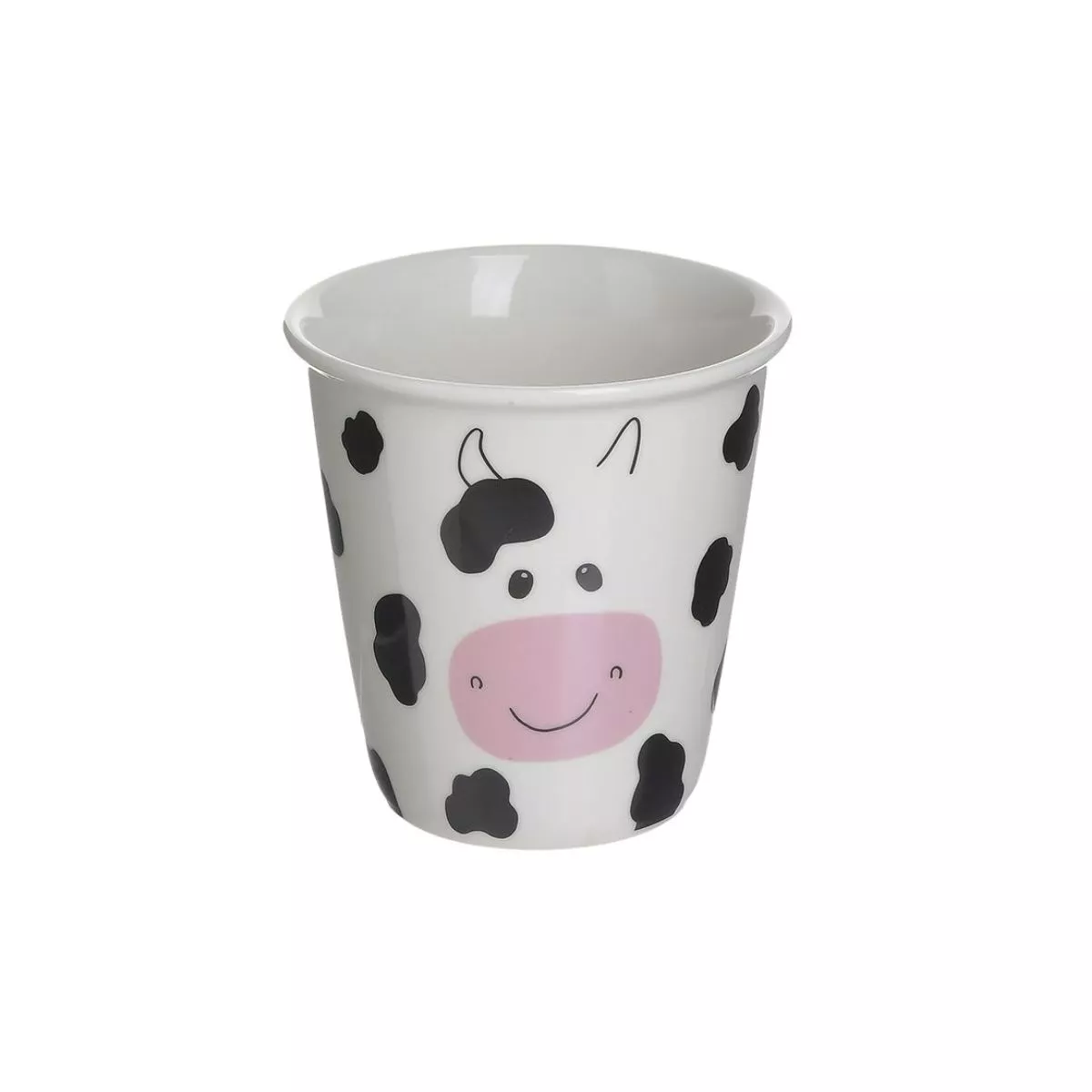 Set de masa pentru copii 4 piese roz / alb / negru din portelan Cow Inart 4