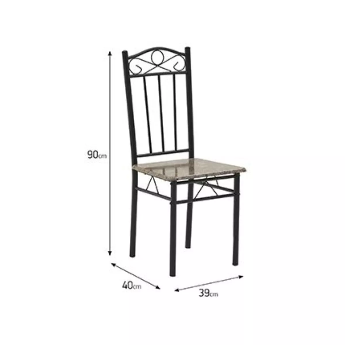 Set masa si scaune dining pentru 4 persoane , din metal si lemn, cu aspect de marmura, 120x68x75 cm, resp 34x40x90 cm 7