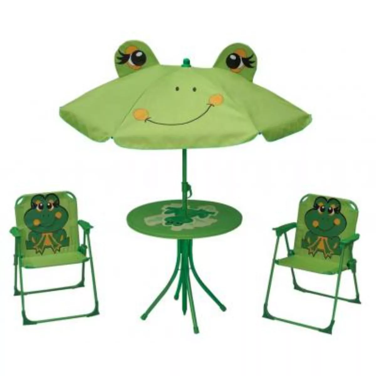 Set mobilier de gradina pentru copii Frog - umbrela 105 cm, masa 50 cm, 2 scaune 1
