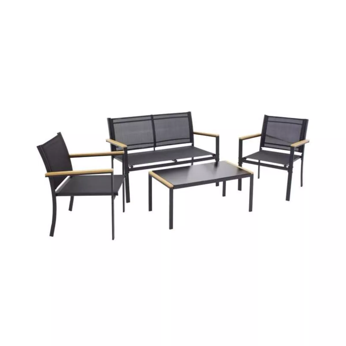 Set mobilier terasa/ gradina cu masa, canapea si scaune negru 2