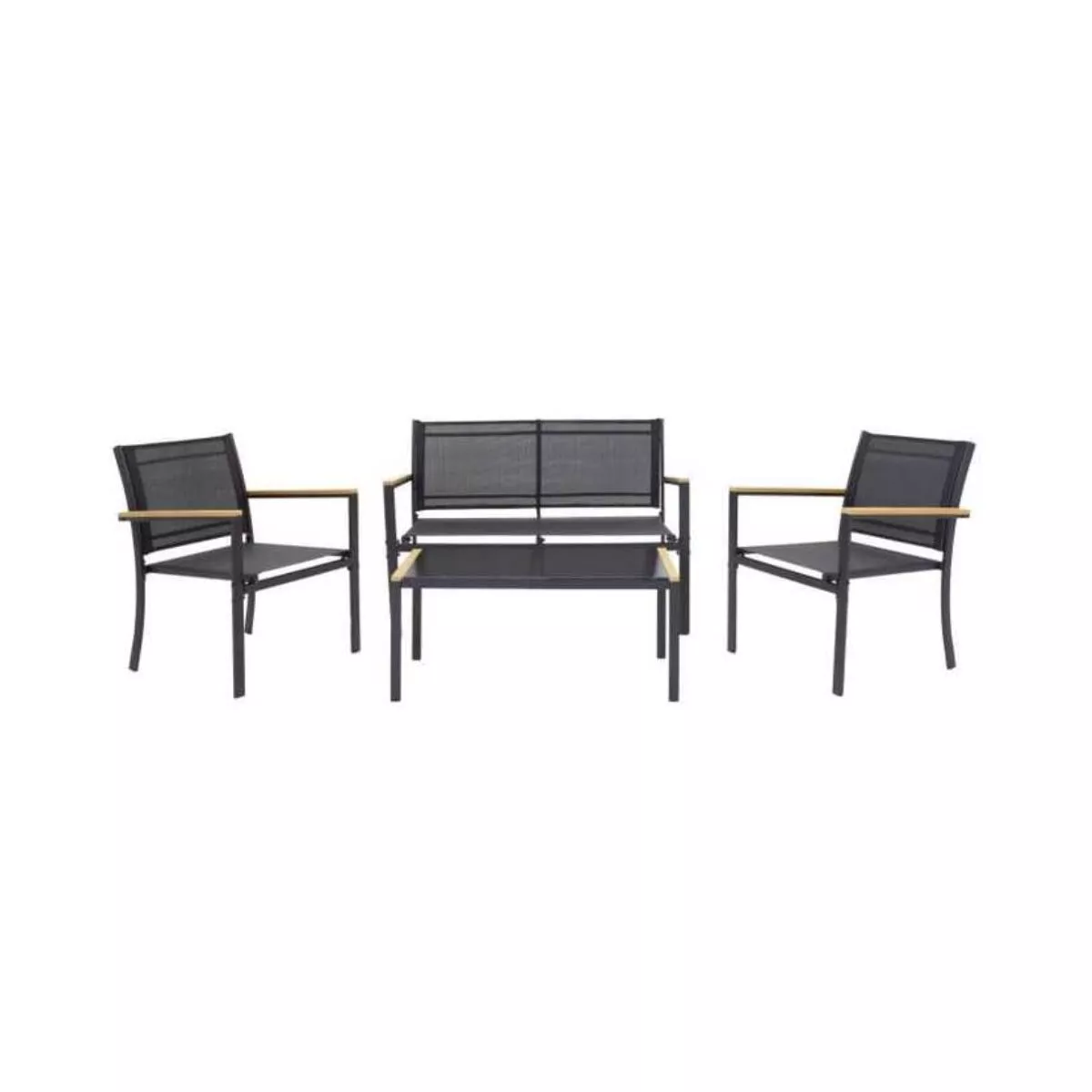 Set mobilier terasa/ gradina cu masa, canapea si scaune negru 1