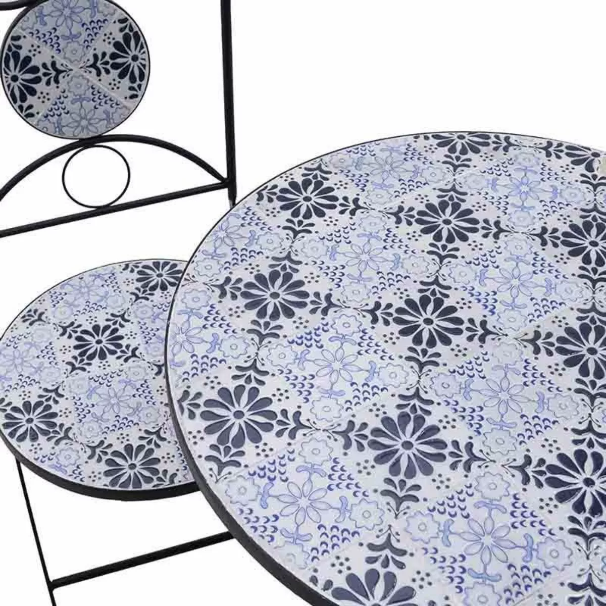 Set mobilier terasă/ grădină maro-alb, 2 scaune și masă, placi ceramice 4