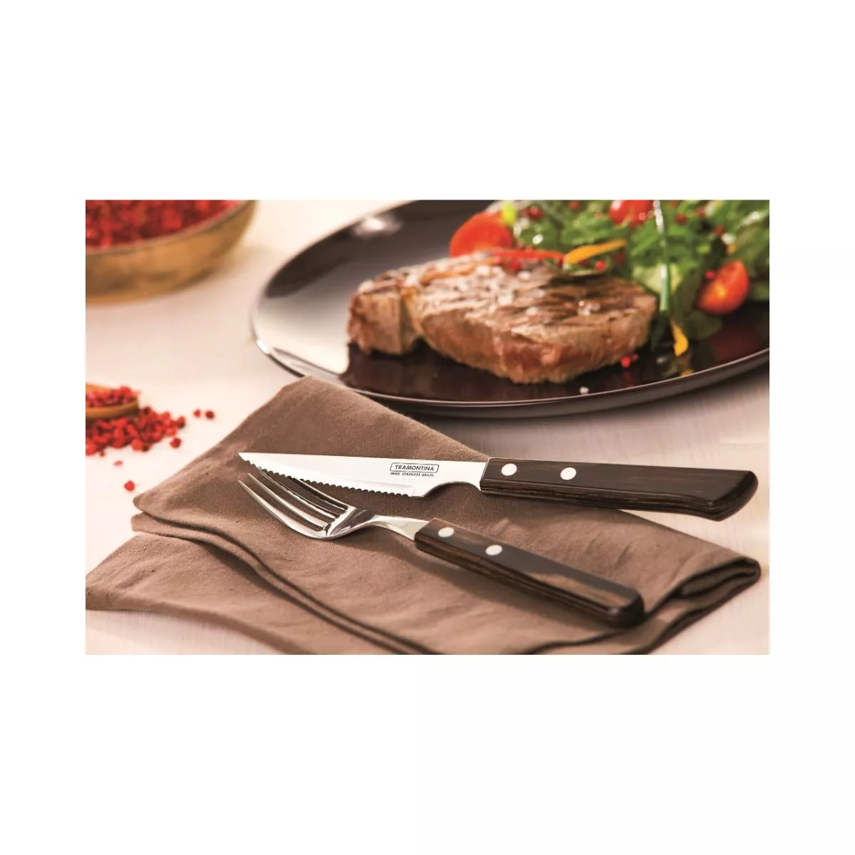 Set tacamuri 12 piese Steak-/Pizza Spanish maro Tramontina 5