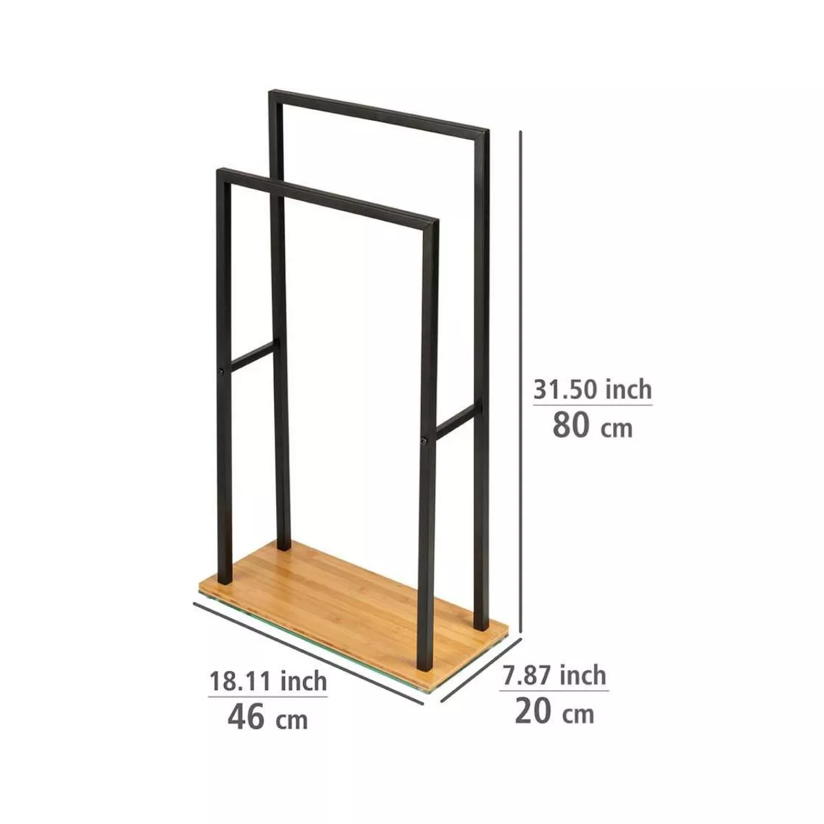 Suport pentru prosoape, din otel, bambus si sticla, 80 cm, Bambusa Wewnko 4