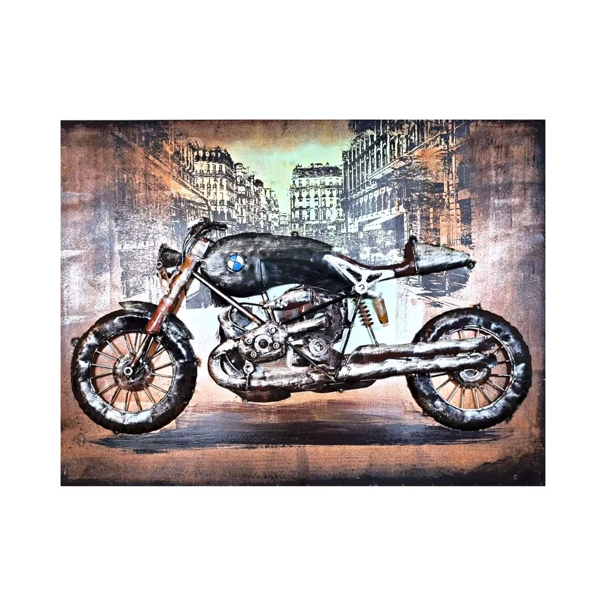 Tablou de metal 3D, model cu motocicleta 60x80x6 cm 2