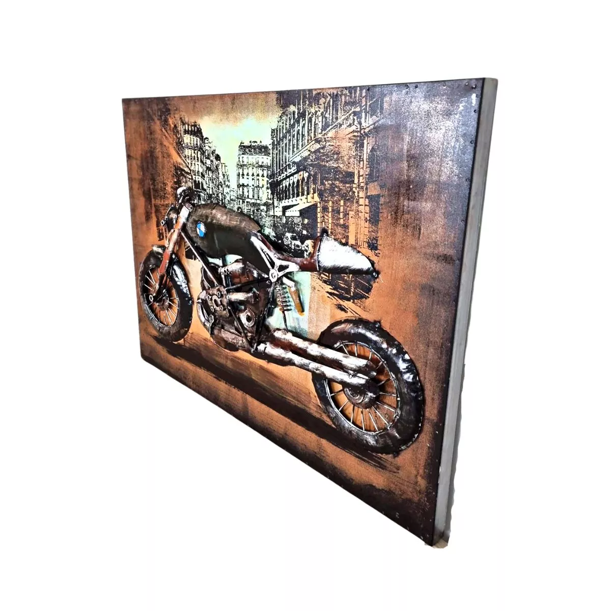 Tablou de metal 3D, model cu motocicleta 60x80x6 cm 4