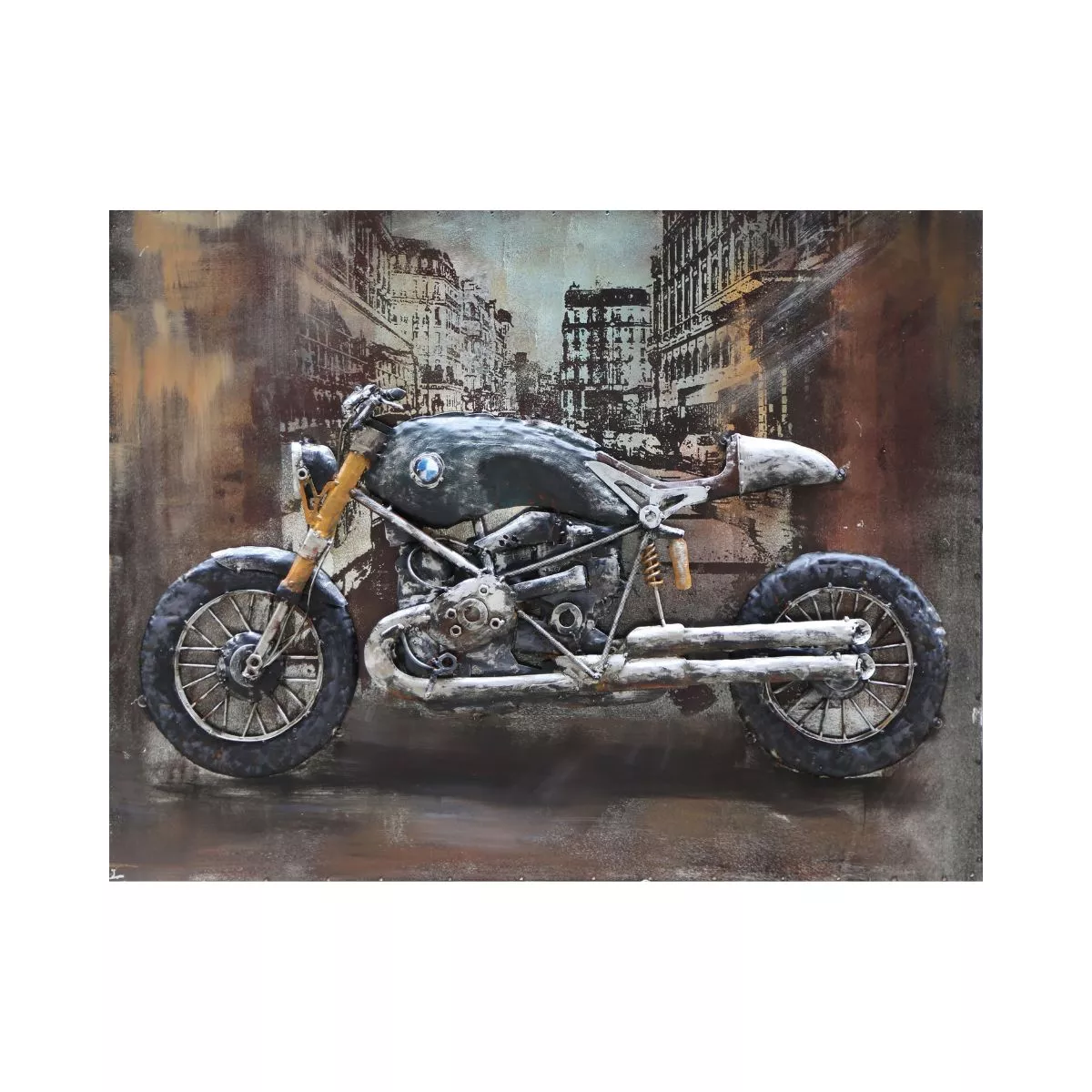 Tablou de metal 3D, model cu motocicleta 60x80x6 cm 1