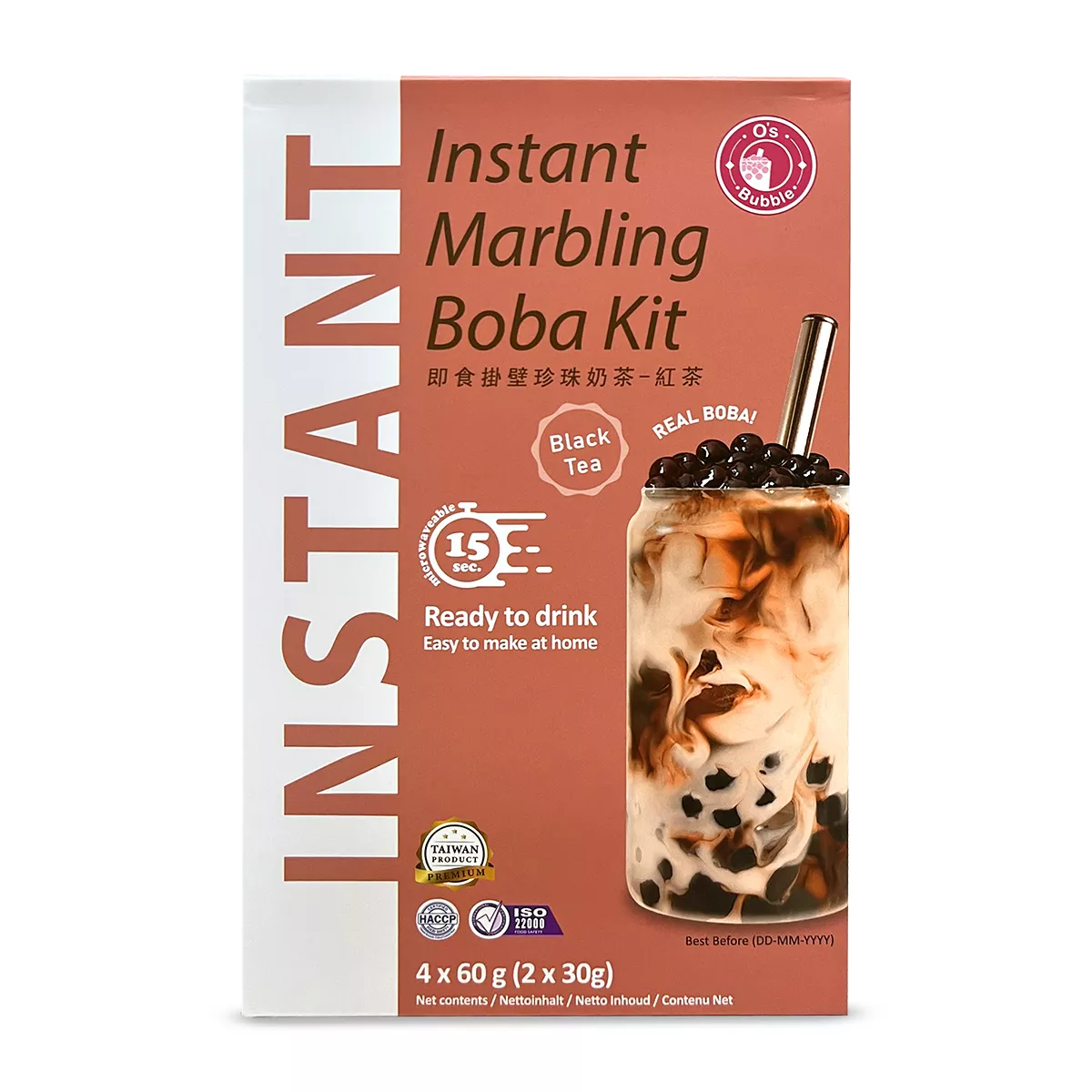 Kit Instant Bubble Tea (Black Tea) O's Bubble 240g, [],asianfood.ro