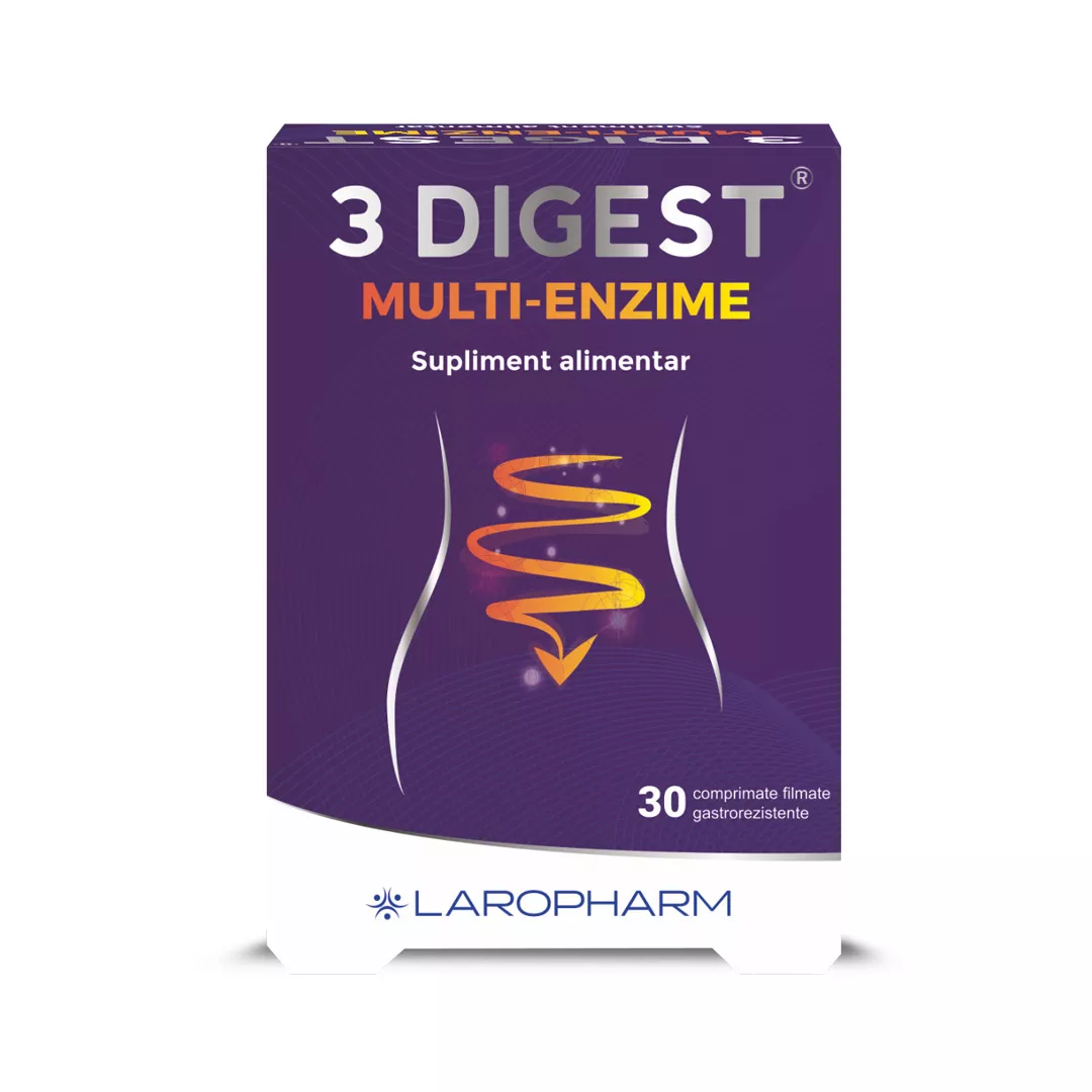 3 Digest Multi-Enzime, 30 comprimate, Laropharm, [],farmaciabajan.ro
