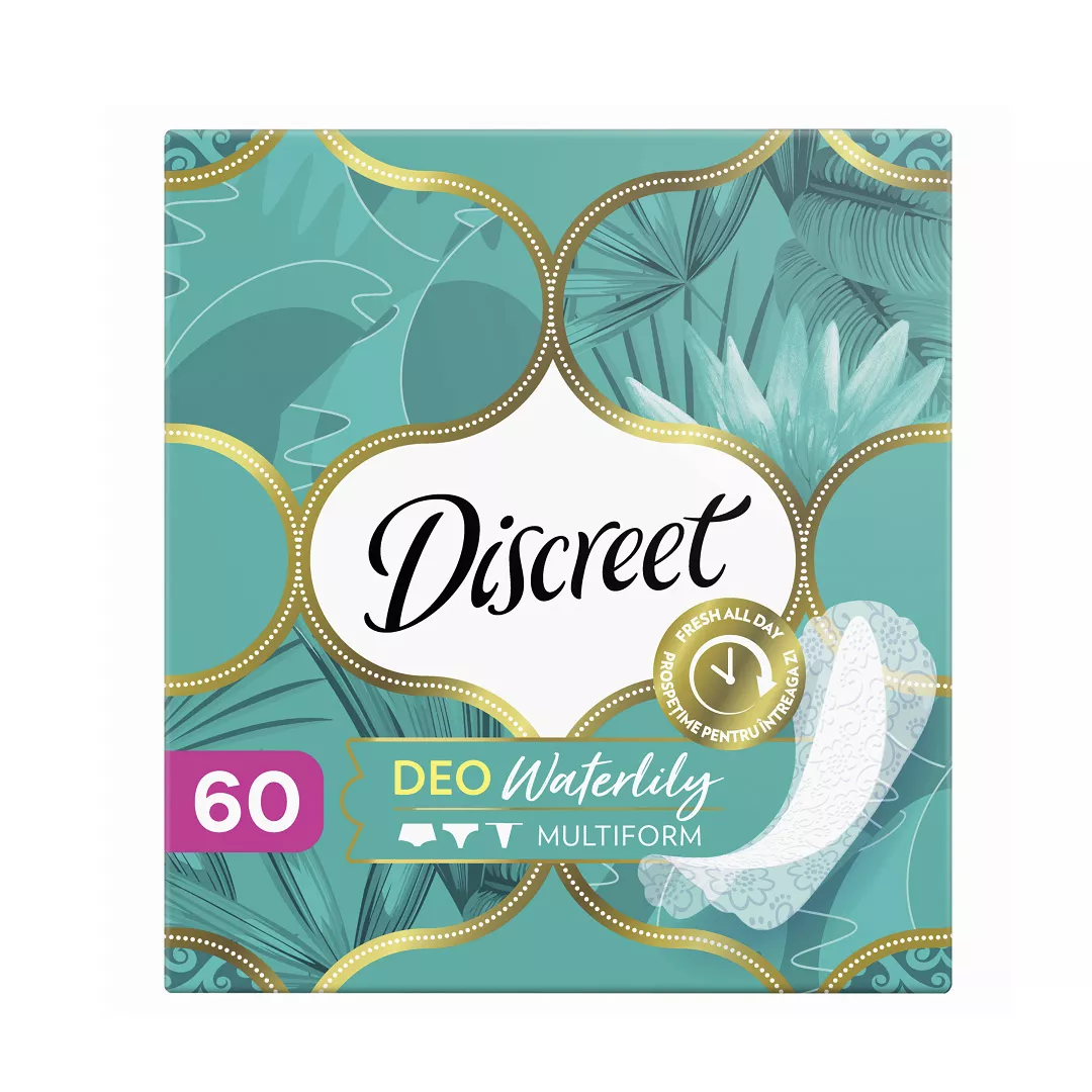 Absorbante Deo Waterlily, 60 bucati, Discreet, [],farmaciabajan.ro