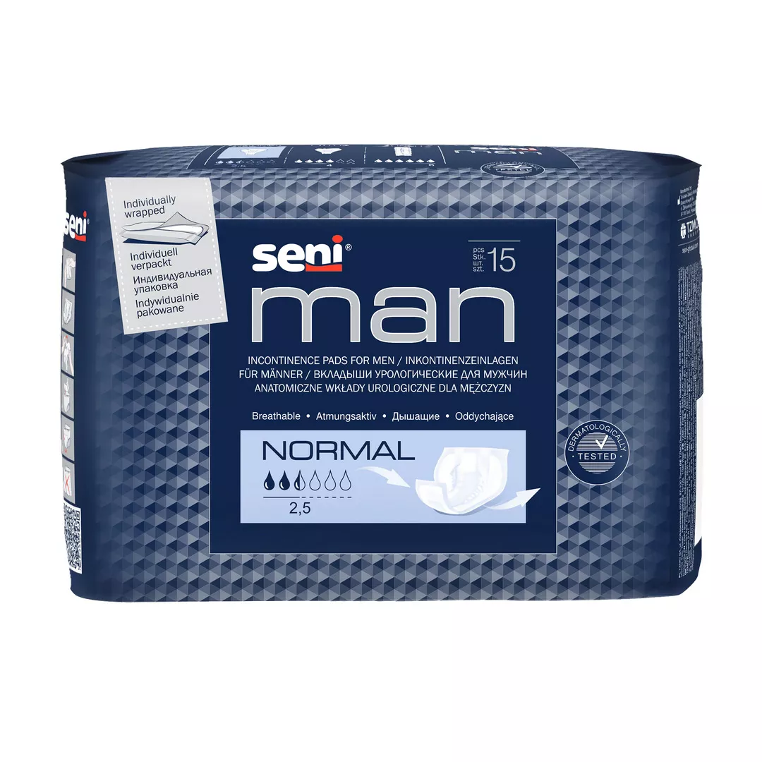 Absorbante pentru incontinenta Seni Man Normal, 15 bucati, [],farmaciabajan.ro