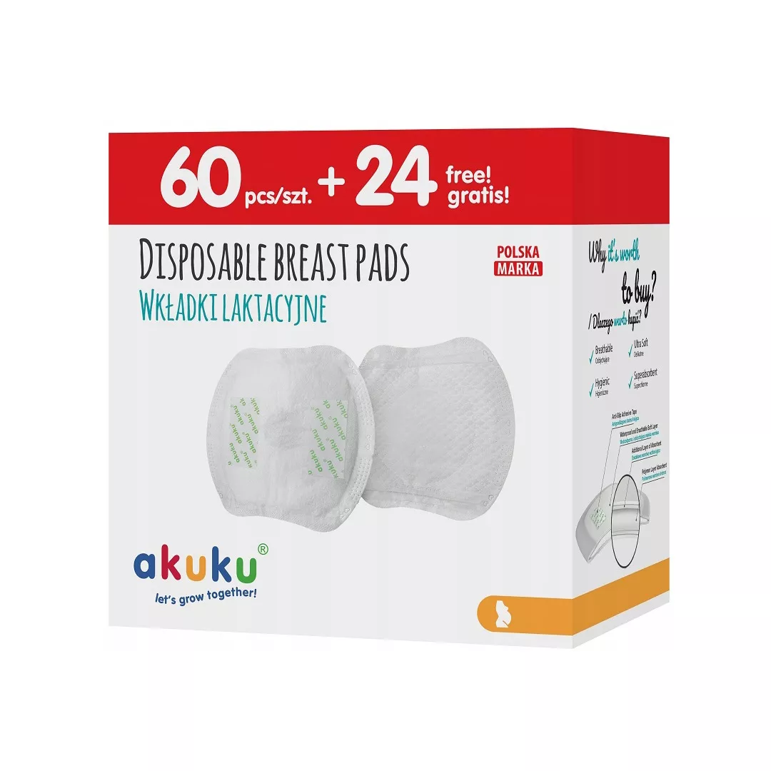 Absorbante pentru san, 84 bucati, A0368, Alb, Akuku, [],farmaciabajan.ro