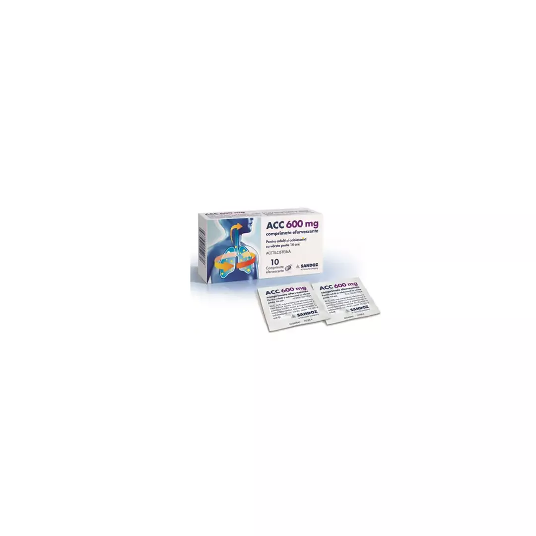 ACC 600 mg, 10 comprimate efervescente individuale, Sandoz, [],farmaciabajan.ro