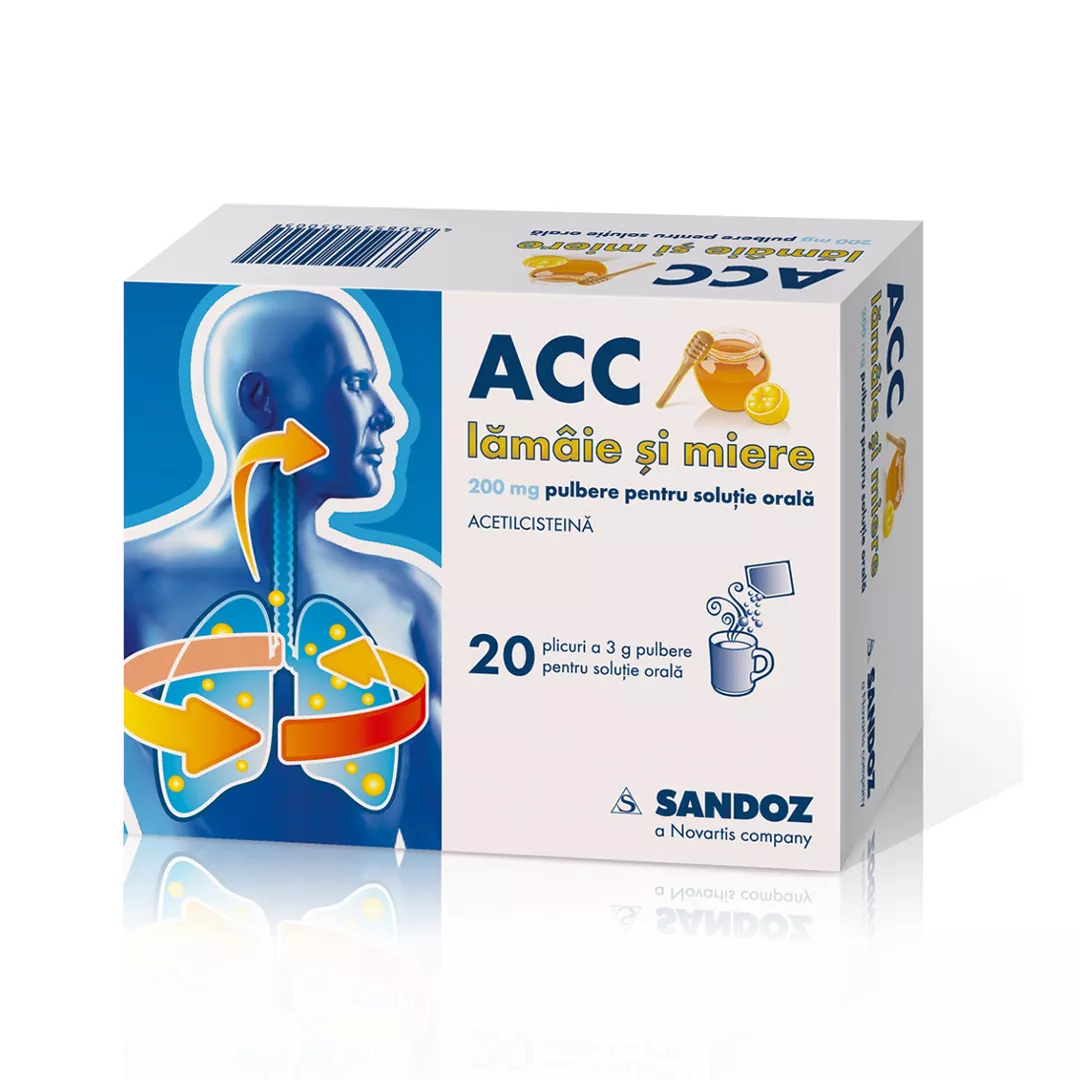 ACC lamaie si miere 200 mg, 20 plicuri, Sandoz, [],https:farmaciabajan.ro