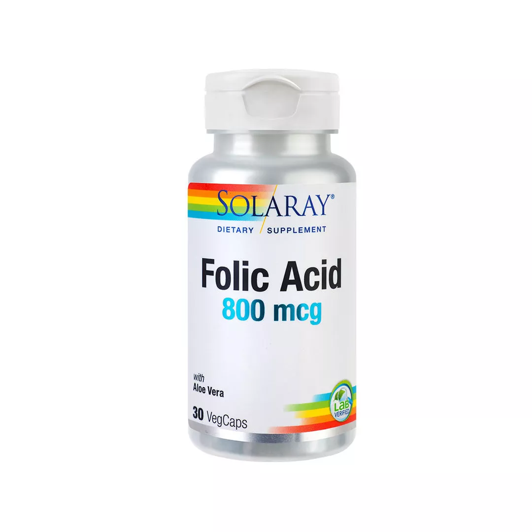 Acid Folic 800 mcg Solaray, 30 capsule, Secom, [],https:farmaciabajan.ro