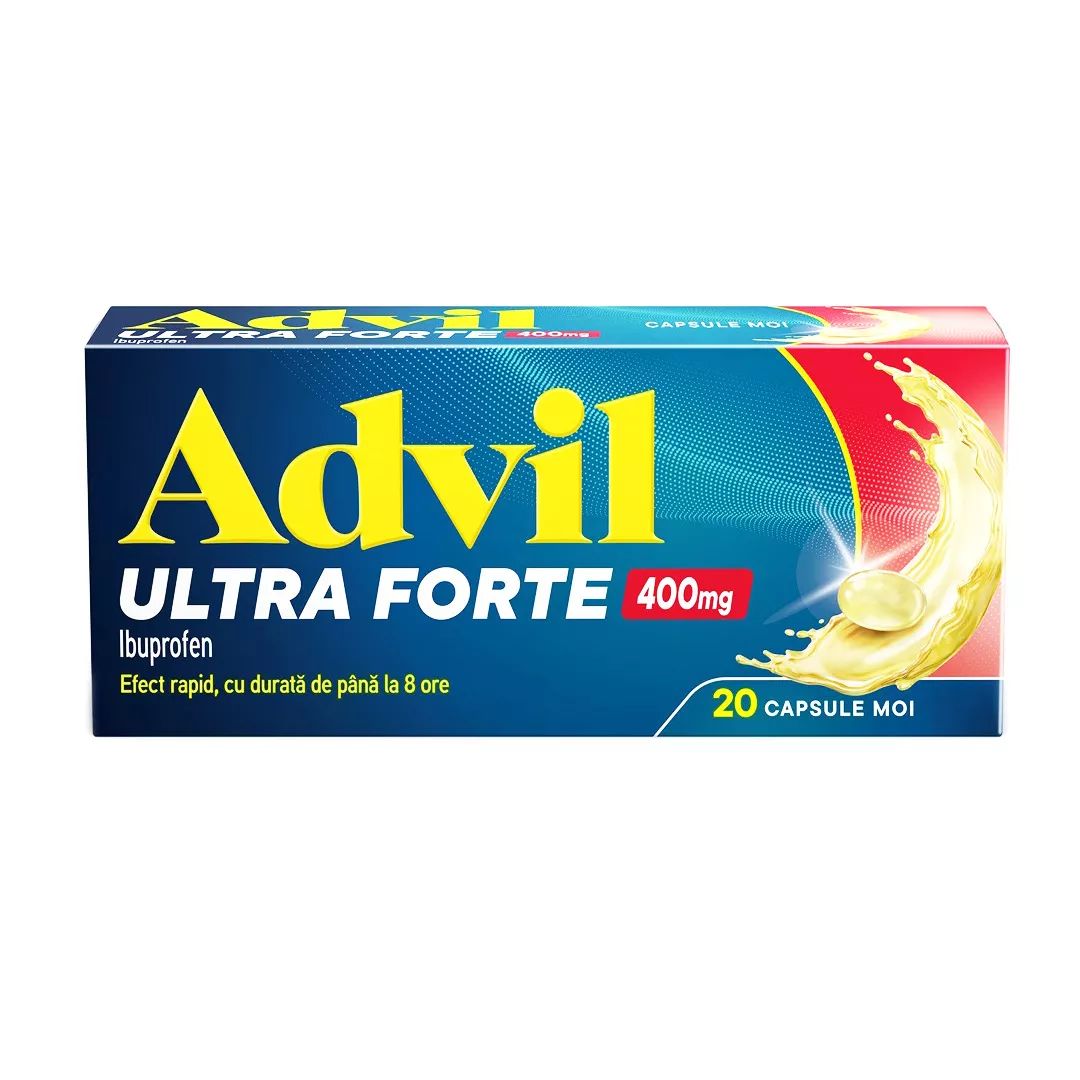 Advil Ultra Forte, 400 mg, 20 capsule moi, Gsk, [],https:farmaciabajan.ro
