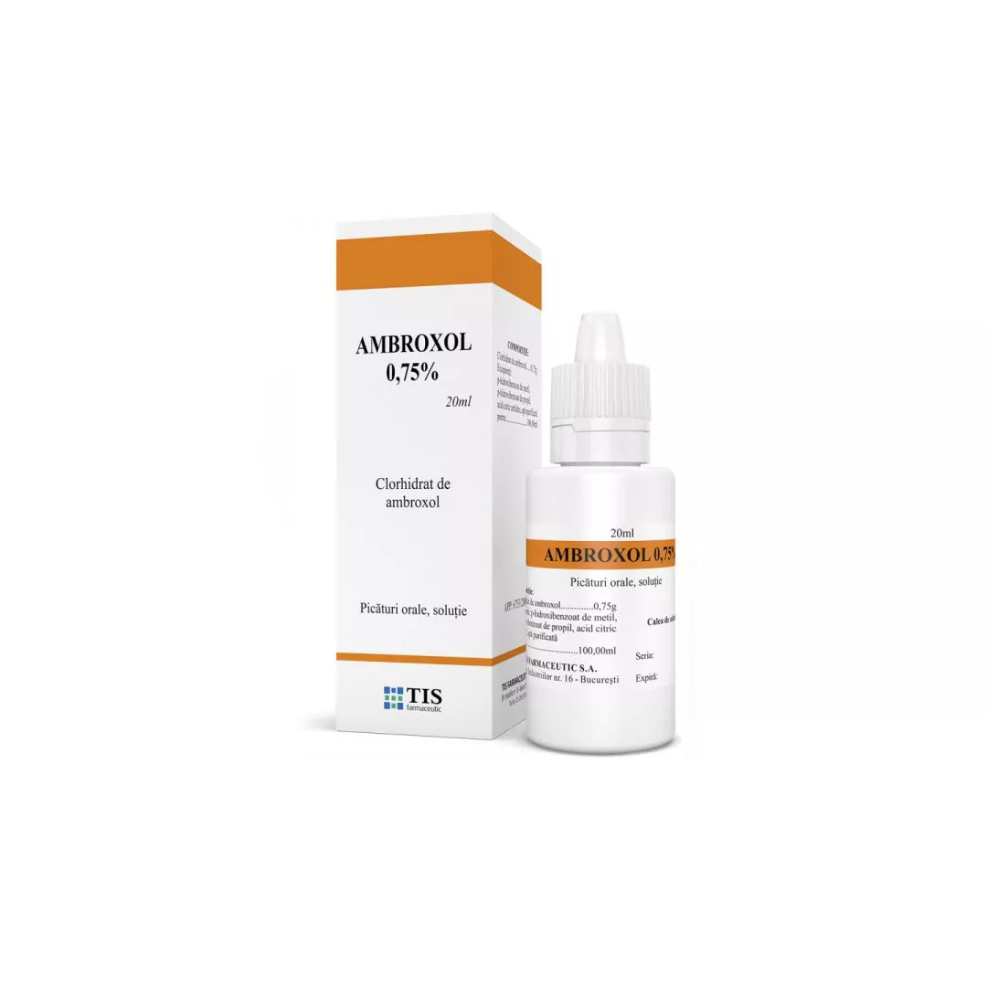 AMBROXOL 0,75%, picaturi orale, solutie, 20 ml, [],farmaciabajan.ro