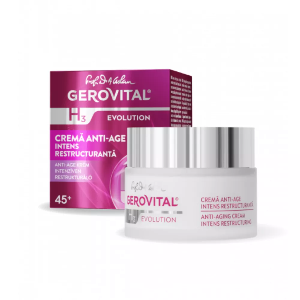 Crema anti-age intens restructuranta Gerovital H3 Evolution, 45+, 50 ml, Gerovital, [],farmaciabajan.ro