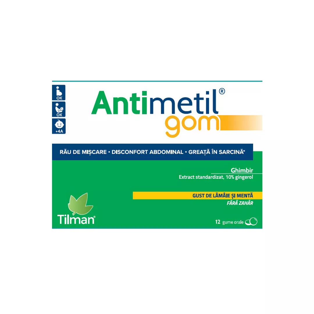 Antimetil gom, 12 gume orale, Tilman, [],https:farmaciabajan.ro