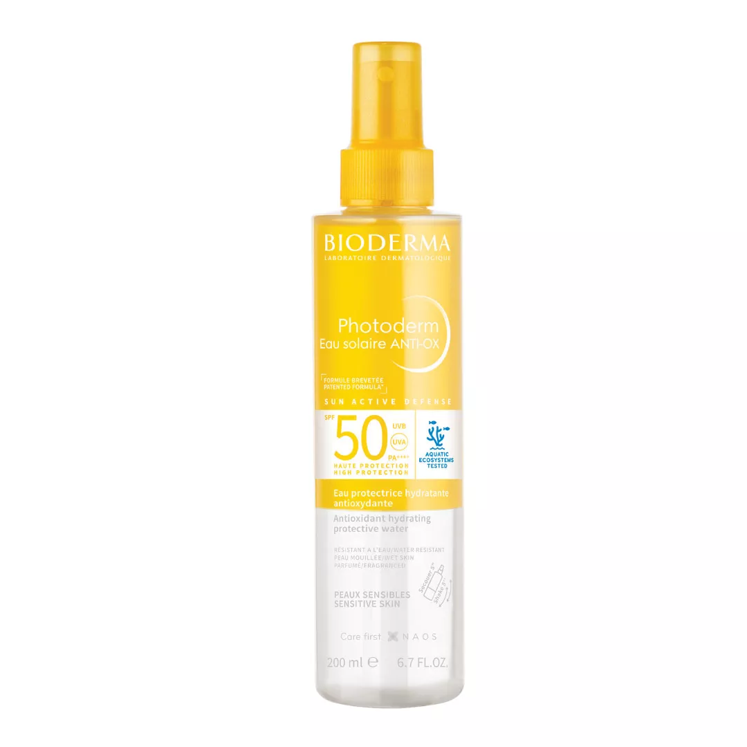 Apa cu protectie solara SPF 50 pentru piele sensibila Photoderm Anti-Ox, 200 ml, Bioderma, [],farmaciabajan.ro