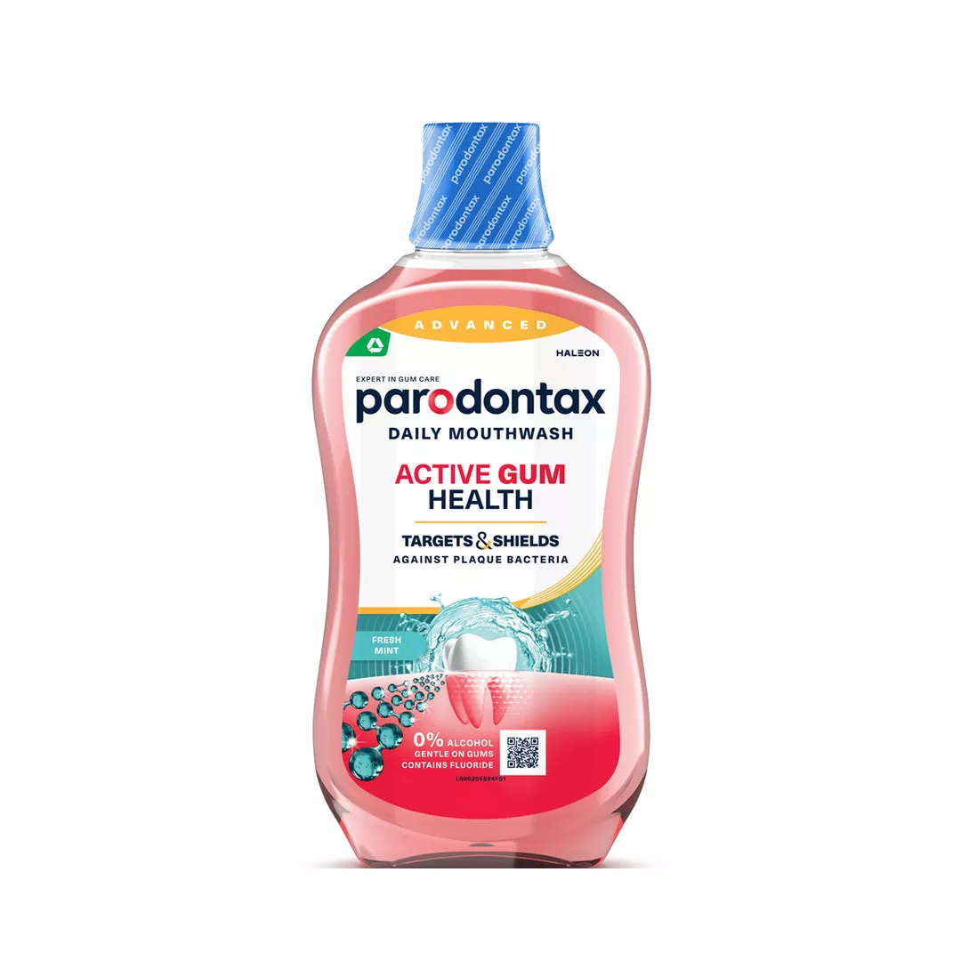 Apa de gura fara alcool active Gum Health Fresh Mint Parodontax, 500 ml, Haleon, [],farmaciabajan.ro
