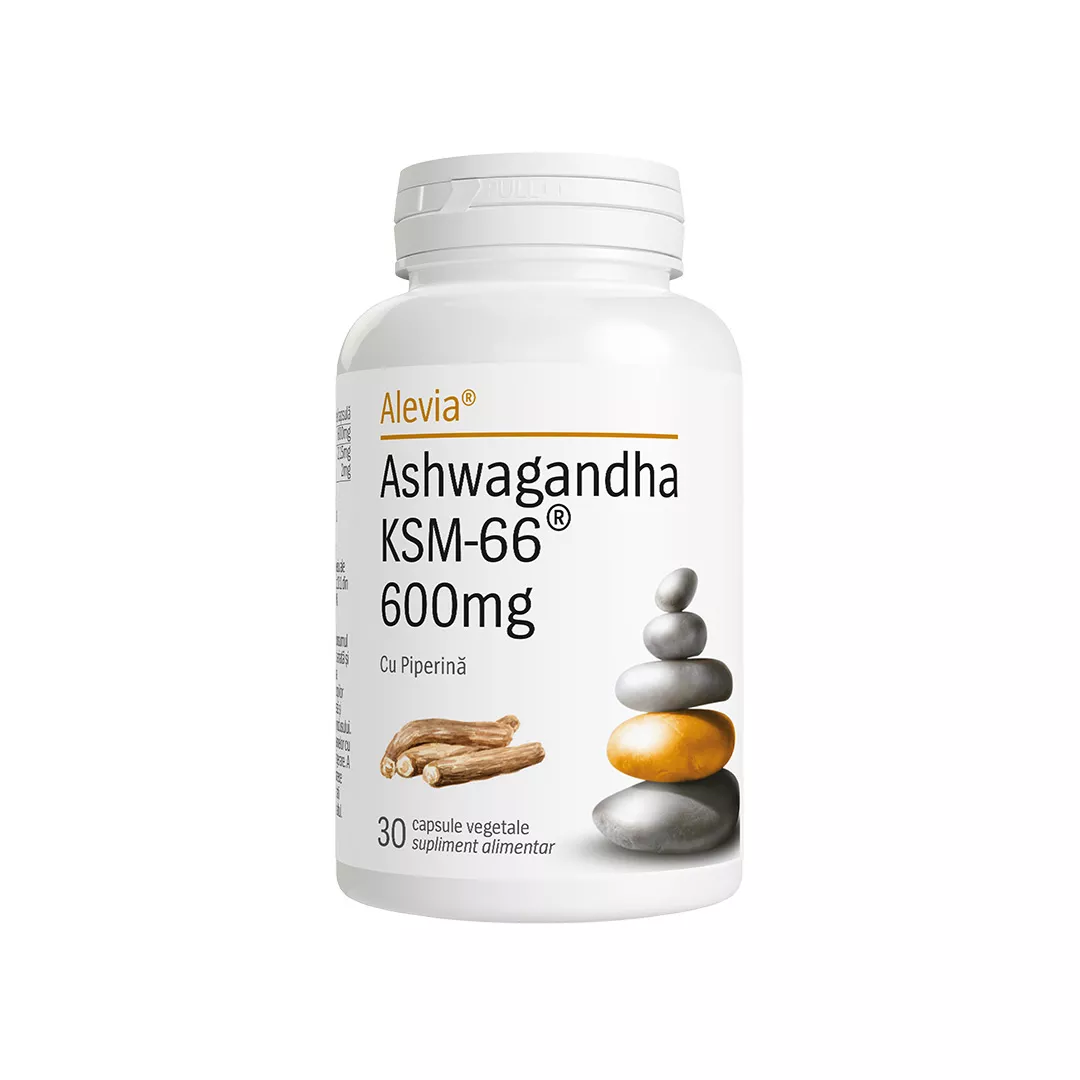 Ashwagandha KSM-66, 600 mg, 30 capsule vegetale, Alevia, [],farmaciabajan.ro