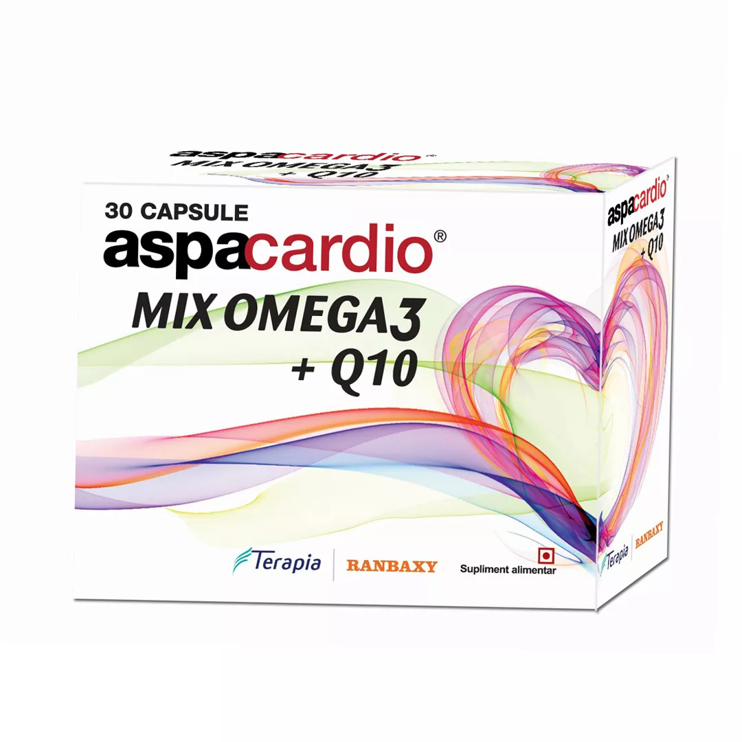 Aspacardio Mix Omega3 + Q10, 30 capsule, Terapia, [],https:farmaciabajan.ro