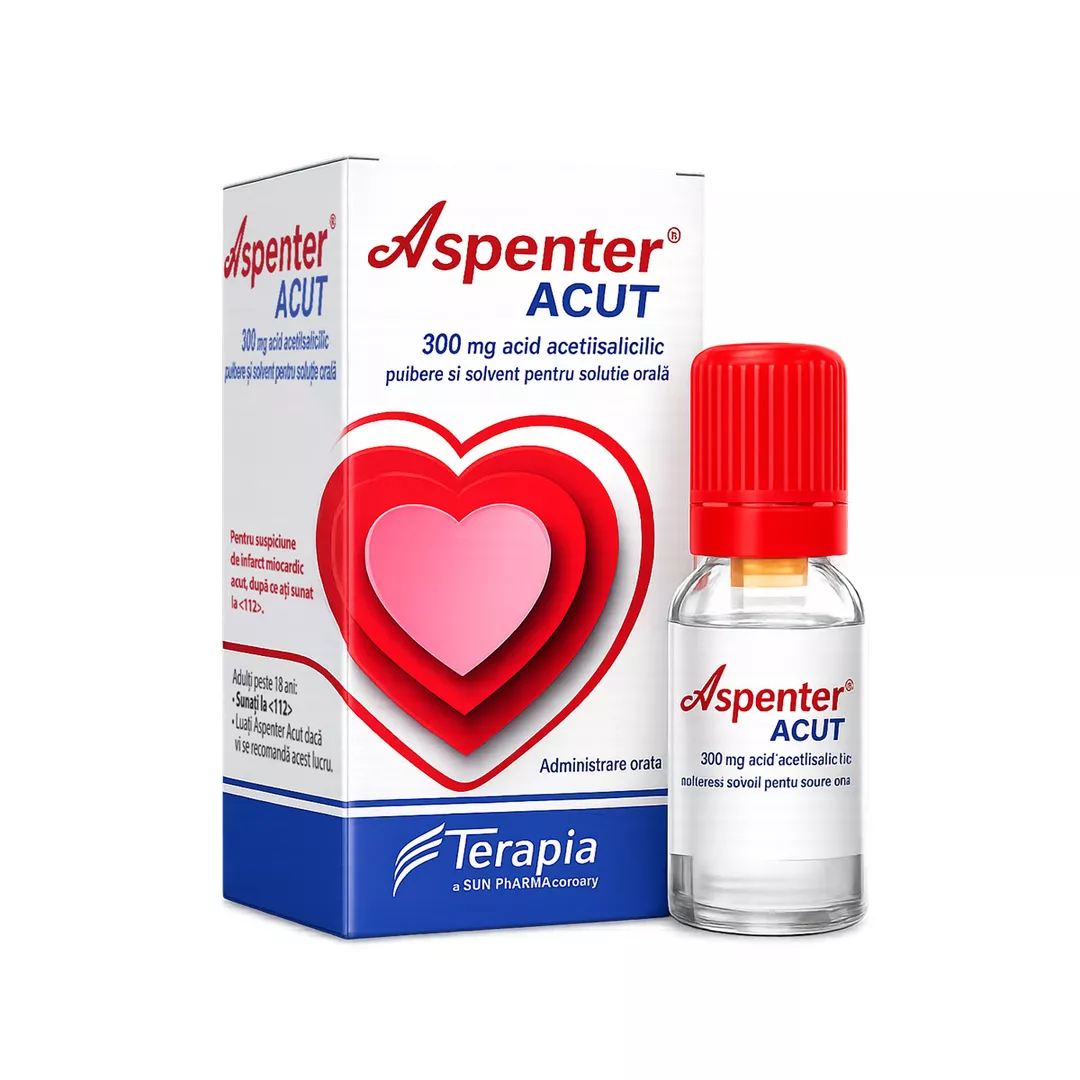 Aspenter Acut, 300 mg pulbere si solvent pentru solutie orala, 1 flacon x 15 ml, Terapia, [],farmaciabajan.ro