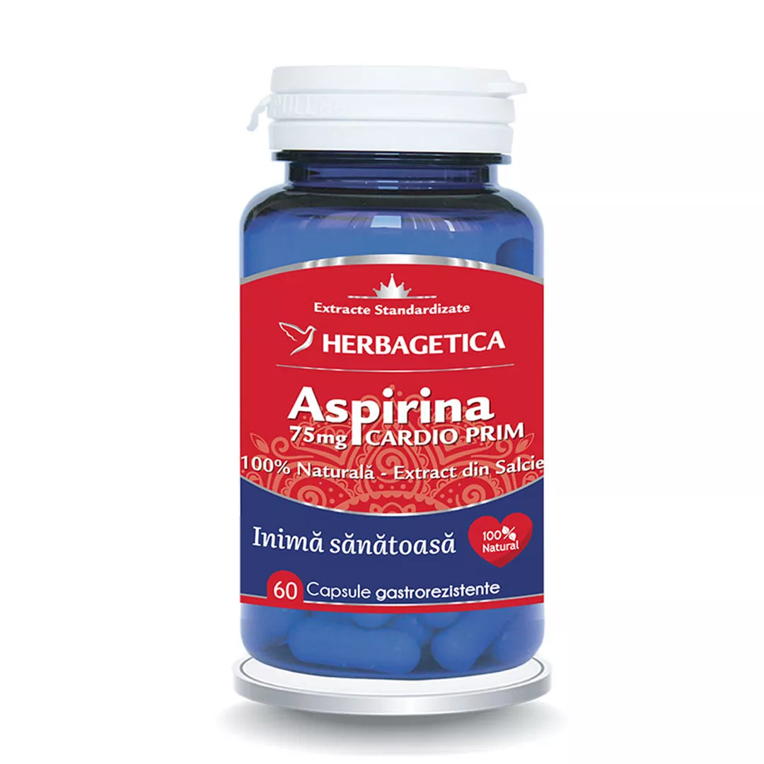 Aspirina naturala Cardio Prim, 60 capsule, Herbagetica, [],farmaciabajan.ro