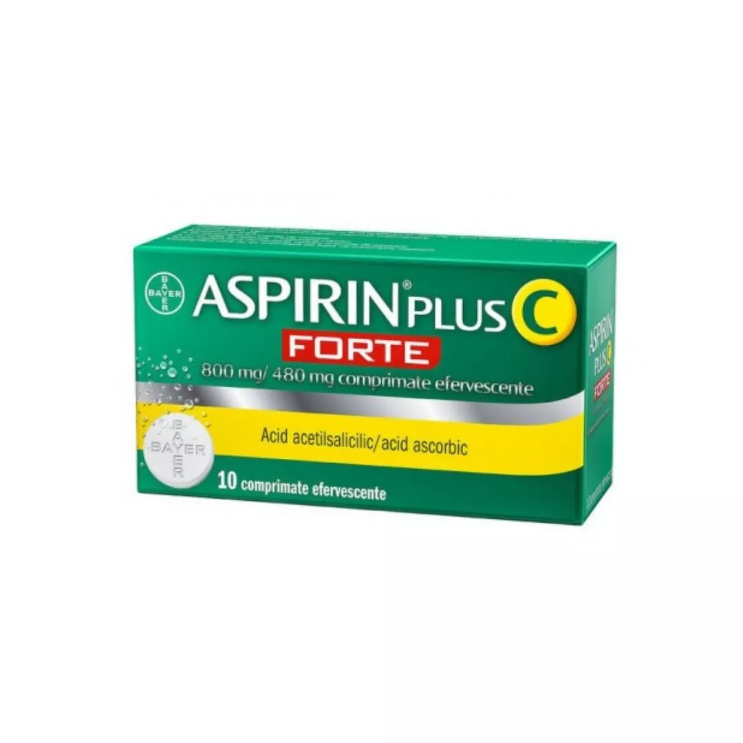 Aspirin Plus C Forte 800 mg/480 mg, 10 comprimate efervescente, Bayer, [],https:farmaciabajan.ro