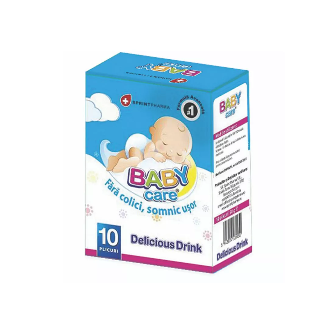 Baby Care Delicious Drink, probleme digestive copii, 10 plicuri, Sprintpharma, [],farmaciabajan.ro