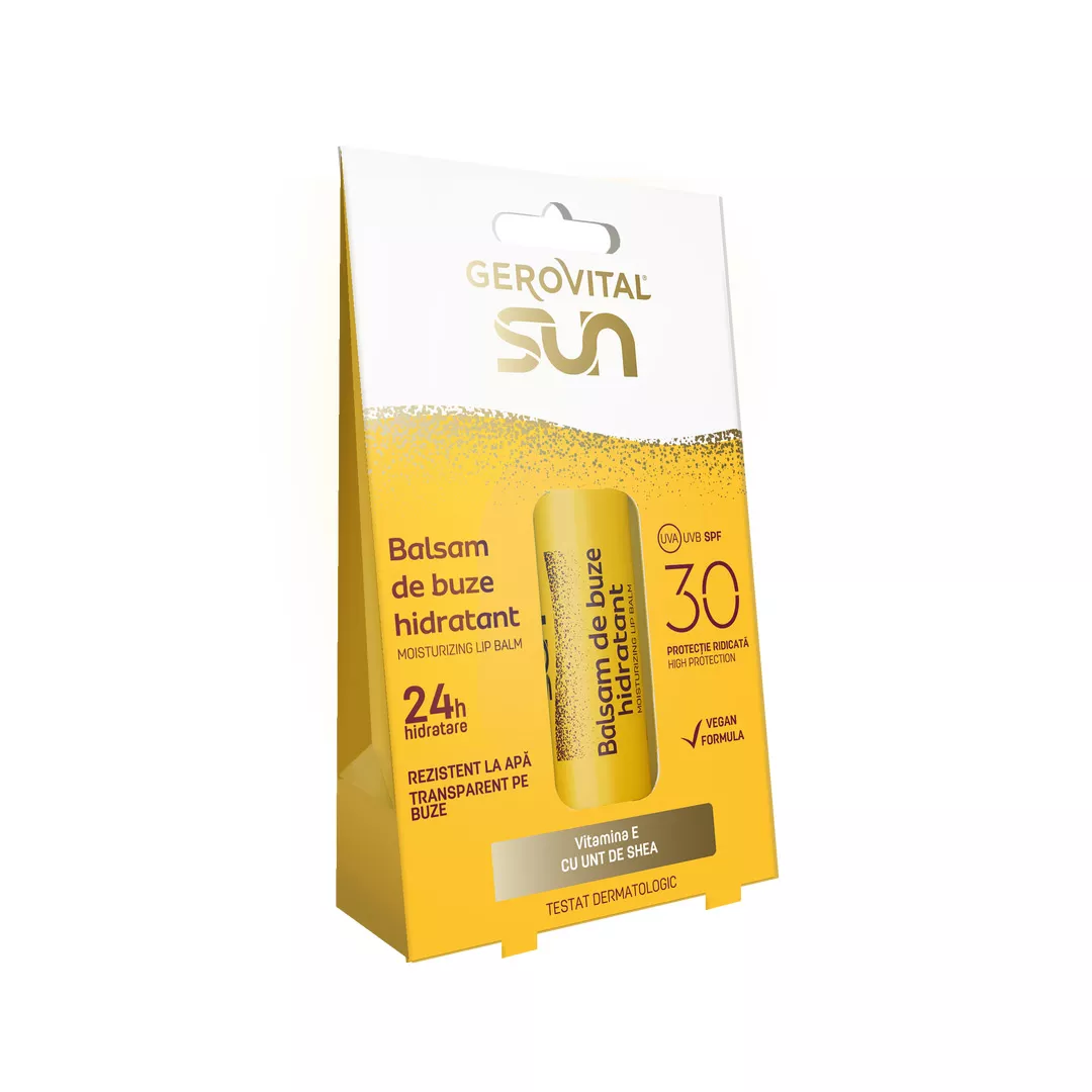 Balsam de buze hidratant Sun, SPF 30, 5.7 ml, Gerovital, [],farmaciabajan.ro