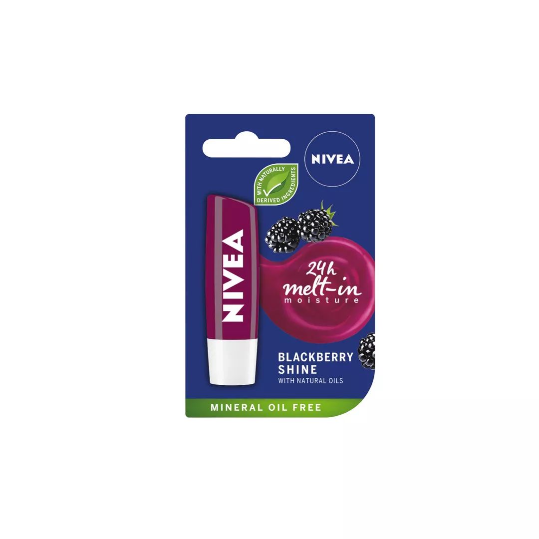 Balsam de buze Nivea Lip Care Blackberry Shine, 4.8 g, [],farmaciabajan.ro