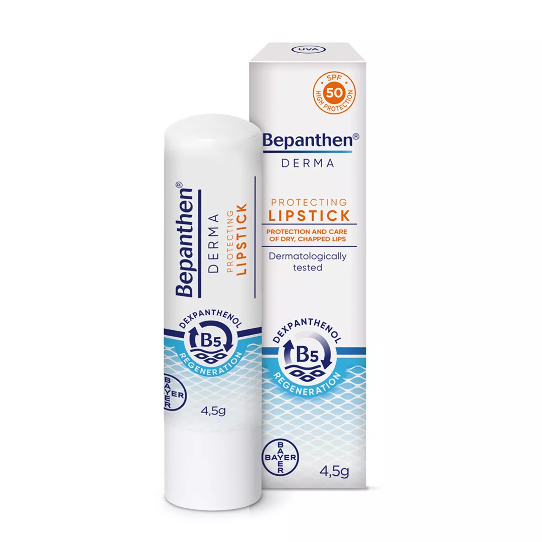 Balsam pentru buze protector cu SPF 50 Bepanthen Derma, 4.5 g, Bayer, [],farmaciabajan.ro