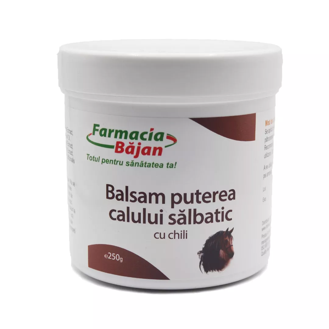 Balsam puterea calului salbatic + chili 250 g, Farmacia Bajan, [],farmaciabajan.ro