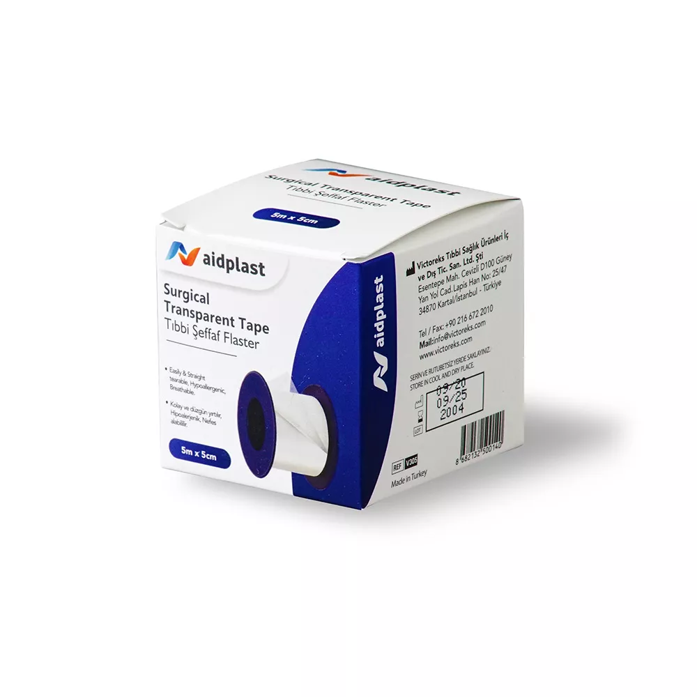 Banda adeziva pe suport transparent 5 m x 5 cm, 1 buc/cutie, Aidplast, [],farmaciabajan.ro