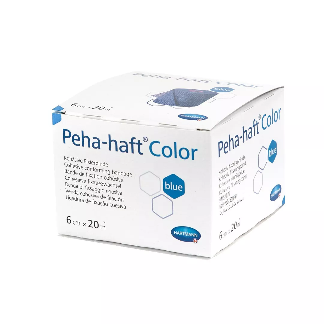 Bandaj elastic autoadeziv Peha-haft Color, albastru, 6 cm x 20 m, Hartmann, [],farmaciabajan.ro