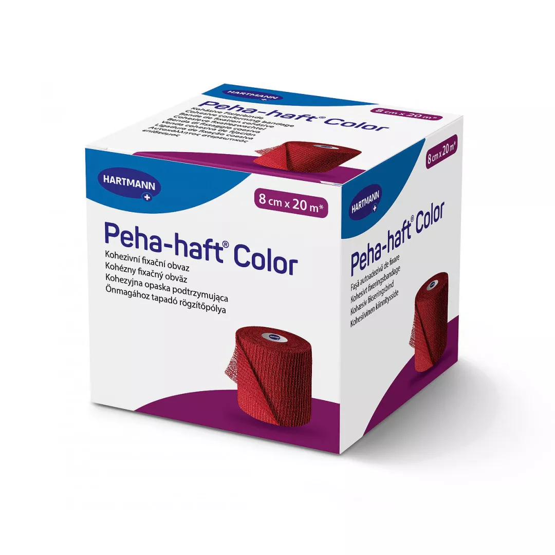 Bandaj elastic autoadeziv Peha-haft, rosu, 8 cm x 20 m, Hartmann, [],farmaciabajan.ro