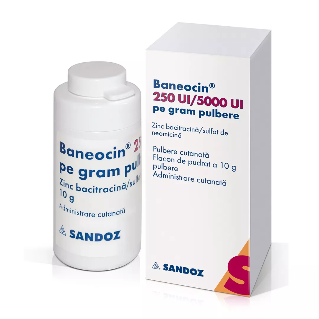 Baneocin pulbere, 10 g, Sandoz, [],farmaciabajan.ro