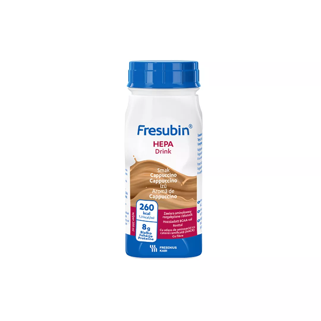 Bautura cu aroma de cappuccino Fresubin Hepa, 4 x 200 ml, Fresenius Kabi, [],farmaciabajan.ro
