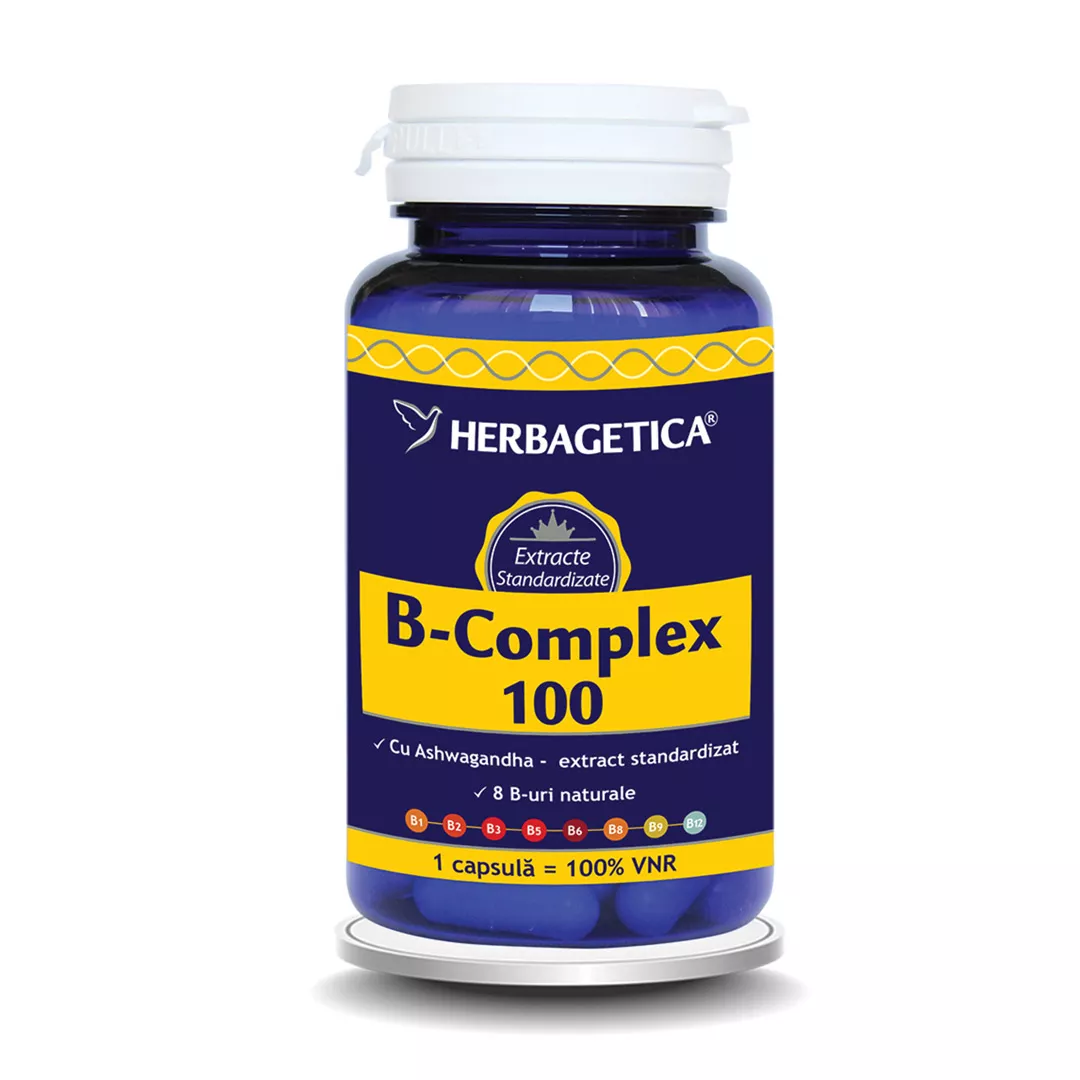B-Complex 100, 60 cpasule, Herbagetica, [],https:farmaciabajan.ro