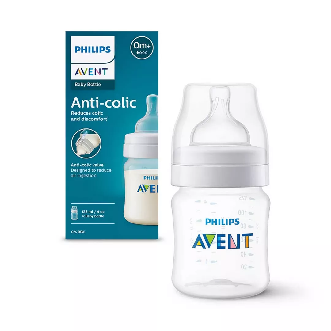 Biberon anticolici PHILIPS AVENT SCY100/01, flux nou-nascut, 0 luni+, 125 ml, alb-transparent, [],farmaciabajan.ro